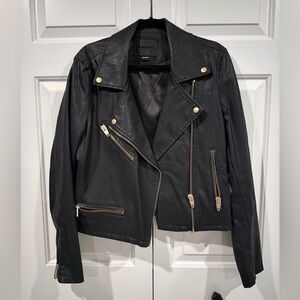 Blank NYC Black Leather Jacket Gold Hardware